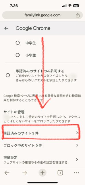 承認済みのサイト