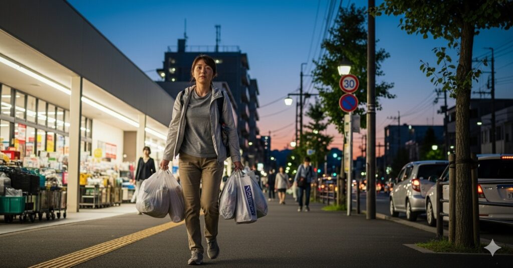 歩いて買い物　重い
